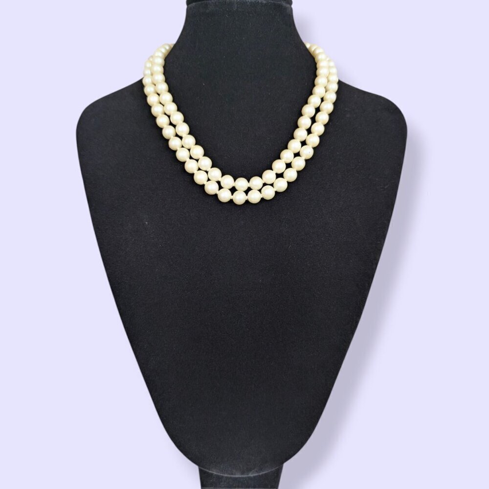 Vintage 2-Strand Faux Pearl Pearl Necklace - Picture 2 of 5